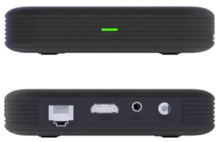 מבט קדמי ואחורי של סטרימר ZTE, כולל יציאת HDMI